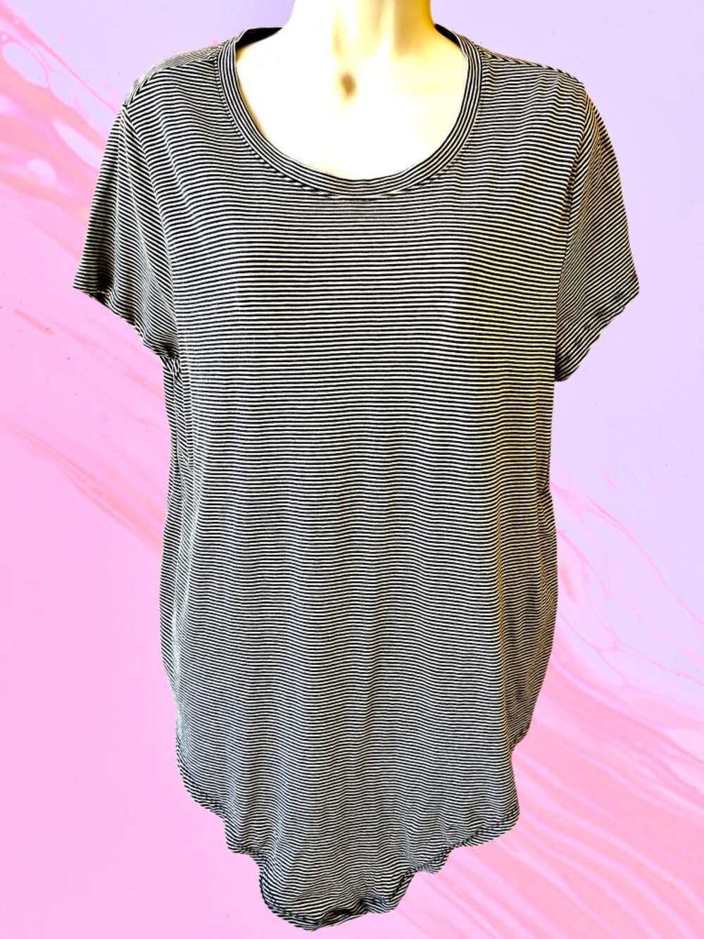 Universal Thread Short Sleeve Striped Top HIGH/LOW Womens XL